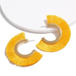 " INDIA "- Gold Plating Big Fringed Tassel Hoop